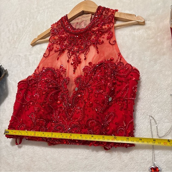 Mori Lee Vibrant Red Satin Dress - Picture 14 of 16